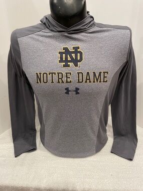 Adult Under Armour University of Notre Dame Gray Long Sleeve Pullover with hood